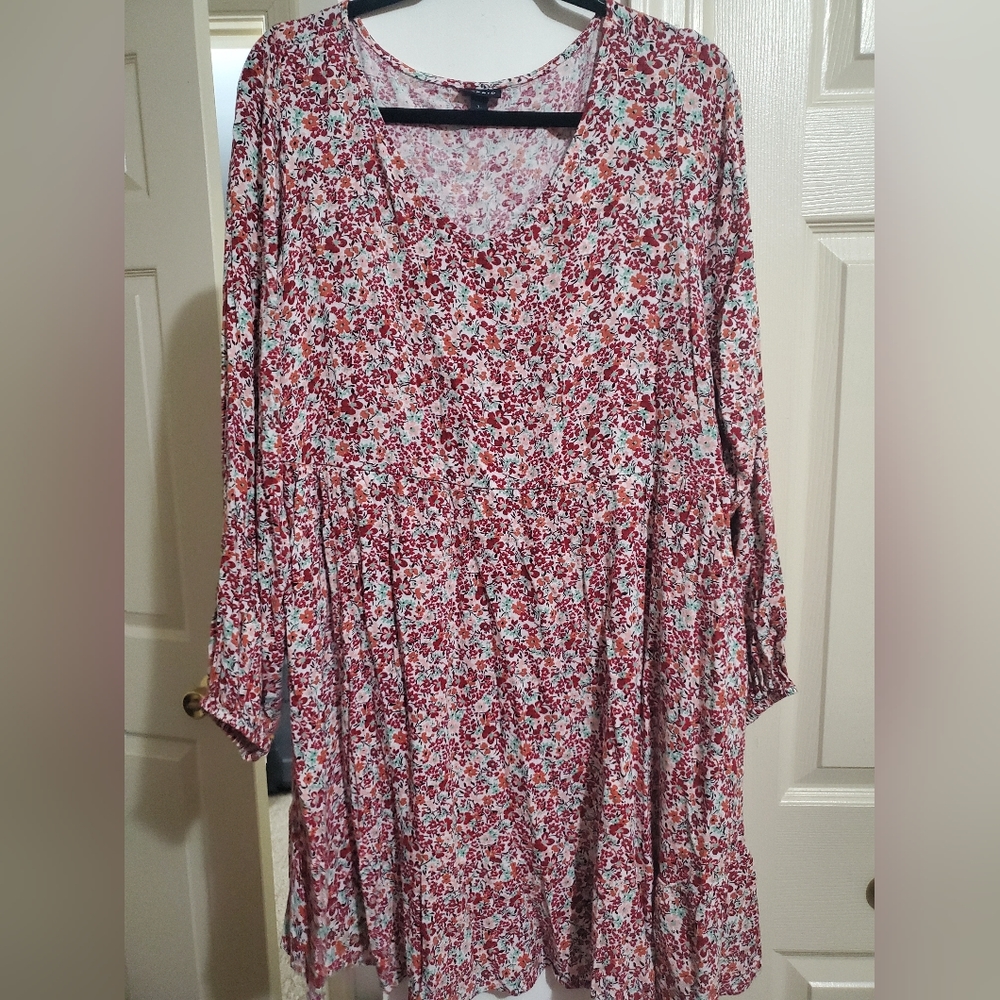 Torrid Long Sleeve Floral Print Skater Dress